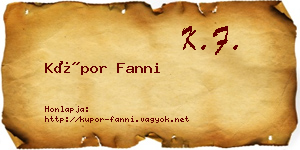 Kúpor Fanni névjegykártya